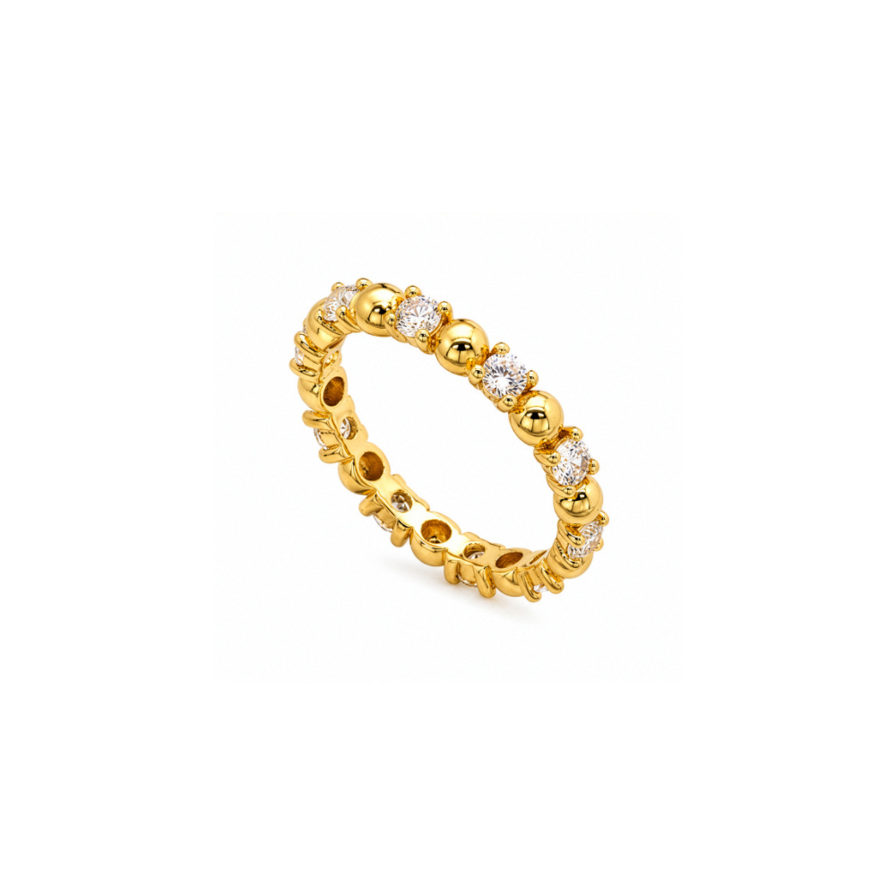 Gold plated Cubic Zirconia Beaded Ring