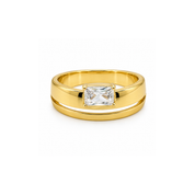 Gold tone cubic zirconia split band ring