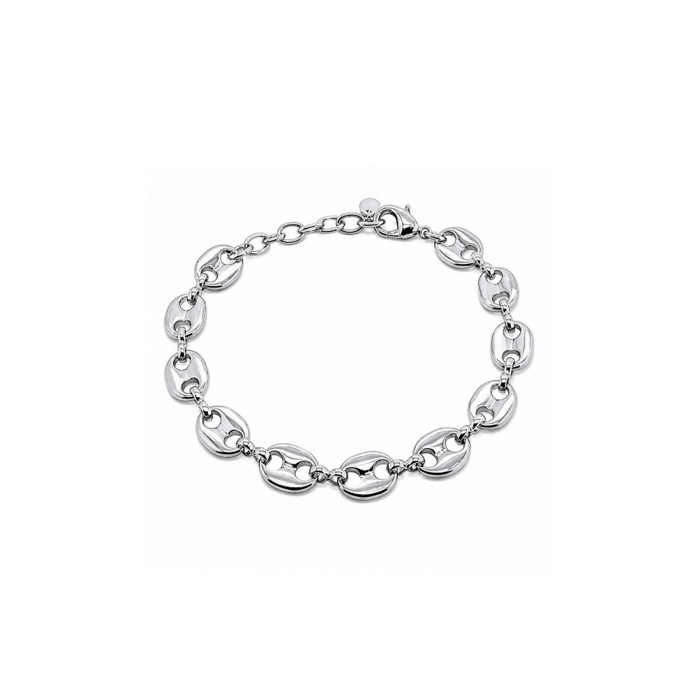 Puffy Anchor Bracelet in rhodium plating with silver-tone anchor links