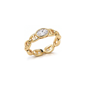 Oval Cubic Zirconia Flat Anchor Ring