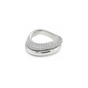 Cubic Zirconia Pavé Wave Ring Set in rhodium plating