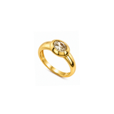 Oval Cubic Zirconia Bezel Set Ring