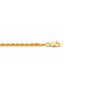 Close-up detail of a lobster clasp on a 10k yellow gold rope chain necklace