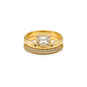 Emerald Cut Cubic Zirconia Stacking Rings in 14k gold vermeil
