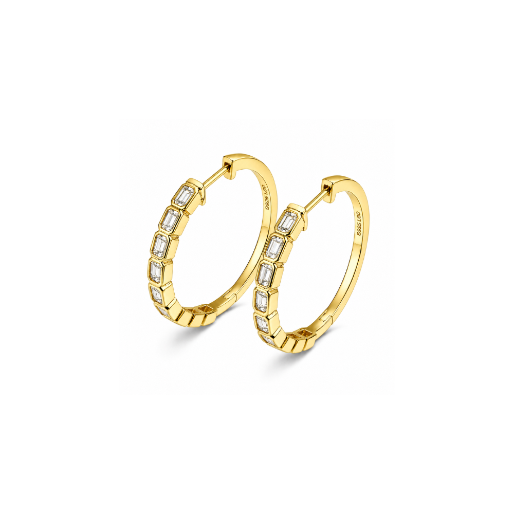 gold vermeil lab diamond hoop earrings