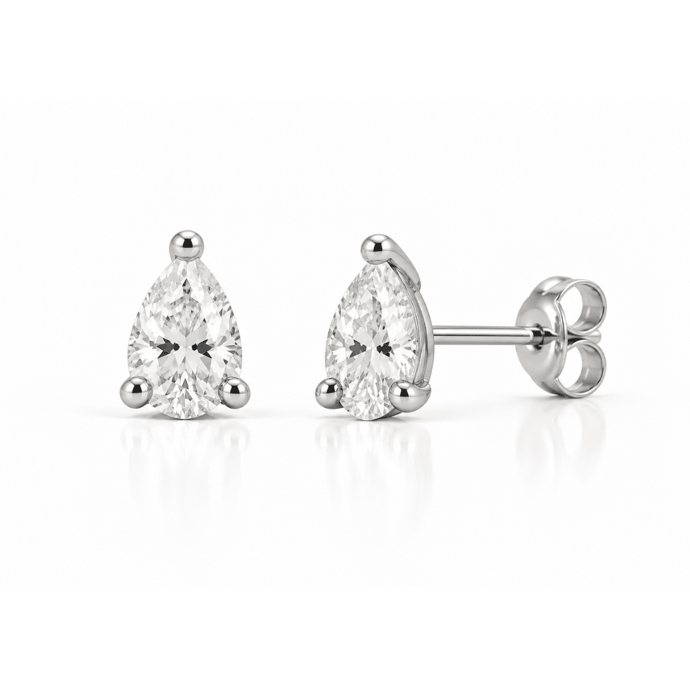 4 Carat Total Weight Pear-Shaped Lab-Grown Diamond Stud Earrings in 14K White Gold - Karen's Fine Jewellery