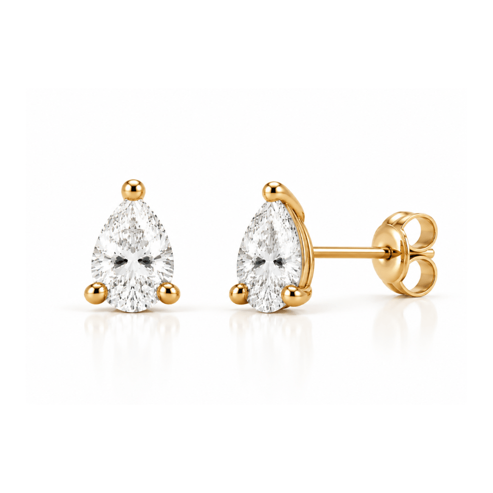 4 Carat Total Weight Pear-Shaped Lab-Grown Diamond Stud Earrings in 14K Yellow Gold - Karen's Fine Jewellery
