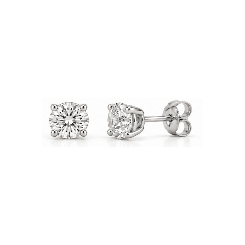 4 Carat Total Weight Round-Shaped Lab-Grown Diamond Stud Earrings in 14K White Gold - Karen's Fine Jewellery