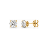 4 Carat Total Weight Round-Shaped Lab-Grown Diamond Stud Earrings in 14K Yellow Gold