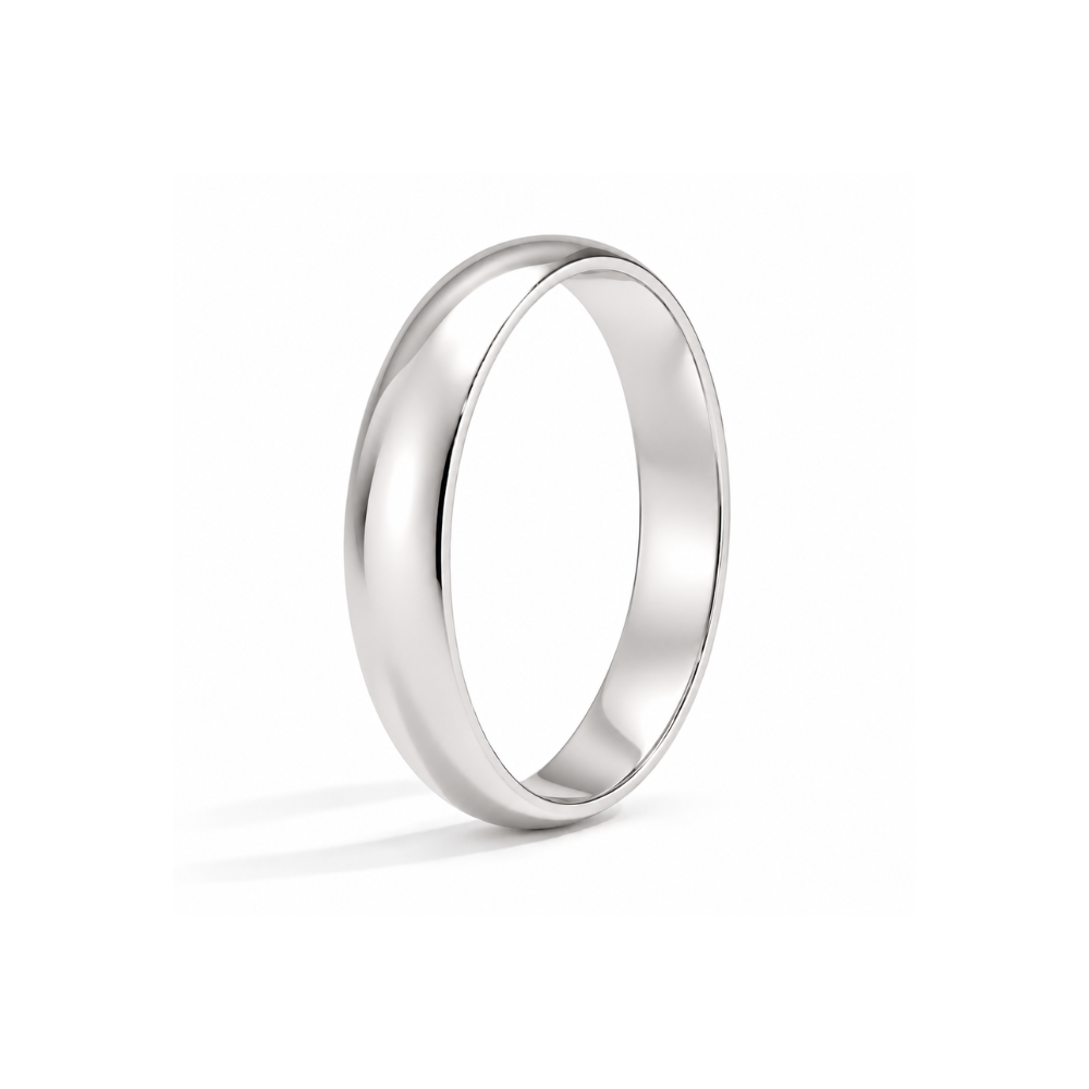 4mm white gold wedding band in 10k