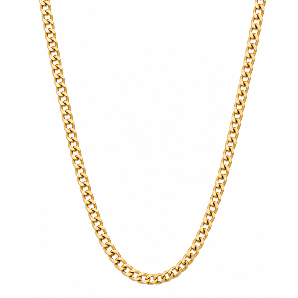 Semi-solid 10K yellow gold 3.7mm open link chain necklace