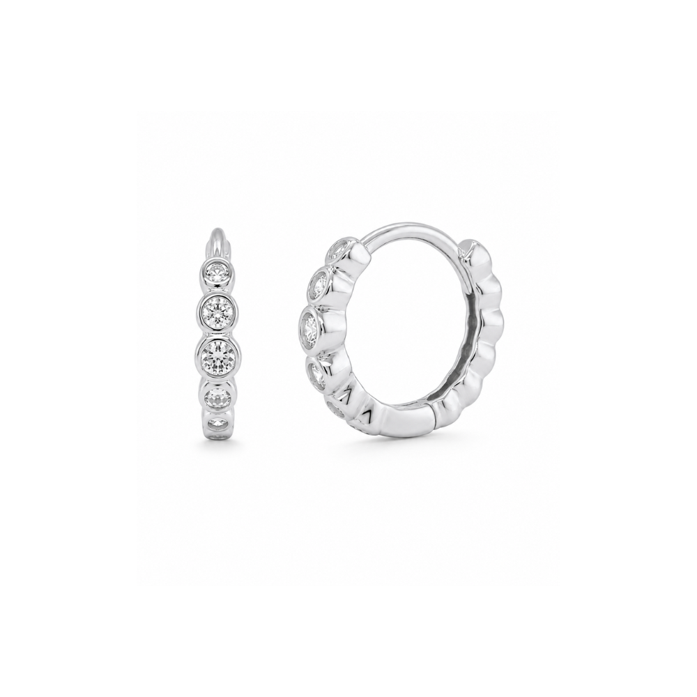 0.16ct lab diamond bezel hoop earrings