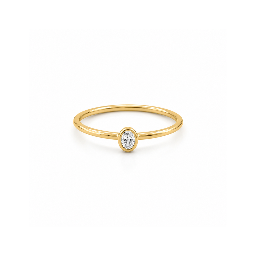 lab diamond oval bezel ring in gold vermeil