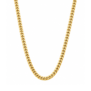 Semi-solid 10K yellow gold 4mm miami cuban chain necklace