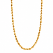 Semi-solid 10K yellow gold 4mm rope chain necklace