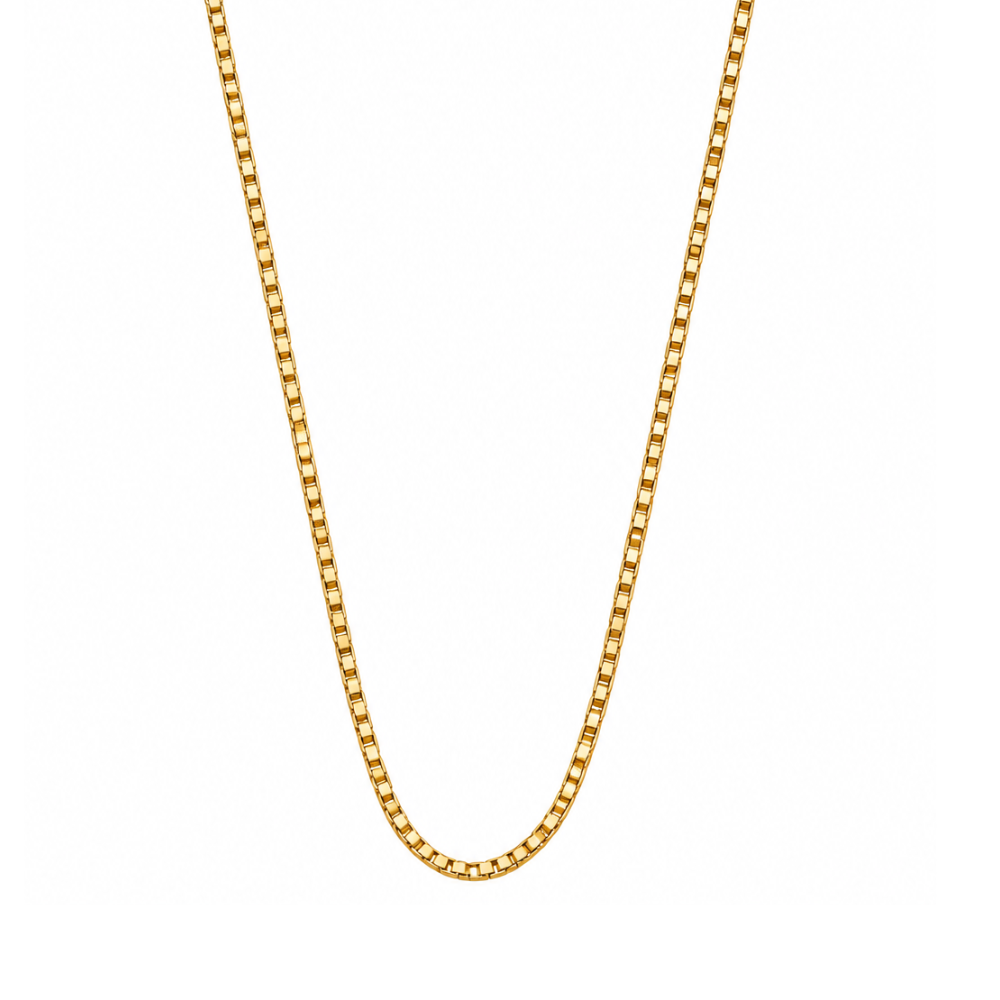 Semi-solid 10K yellow gold 2mm box chain necklace