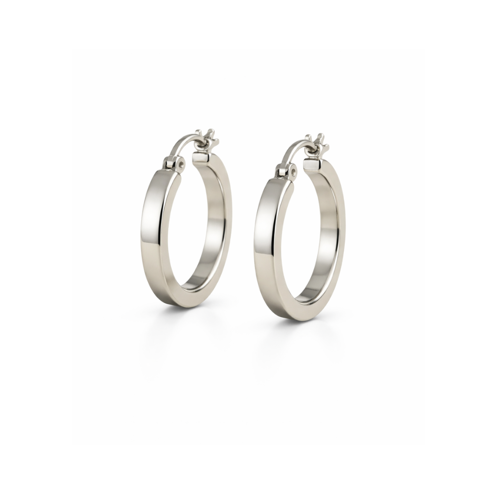 Arc Hoops sterling silver two tone hoop earrings close-up