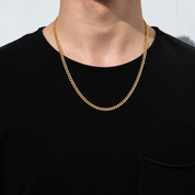 22-inch 10k yellow gold semi-solid open link chain necklace worn by a male model