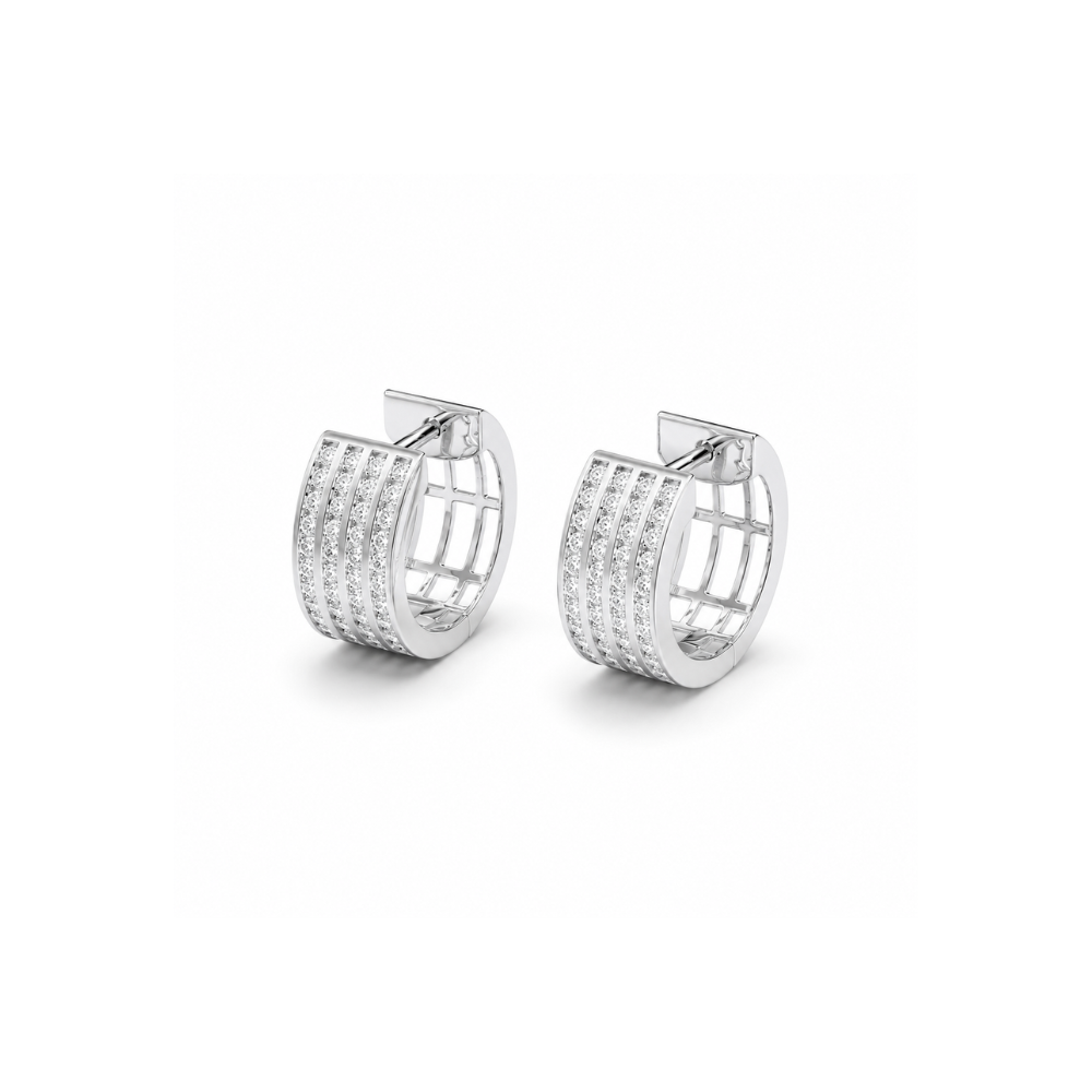 lab diamond multi-row hoops in sterling silver