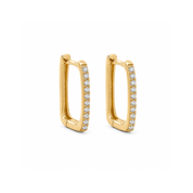 lab diamond rectangular hoops in gold vermeil