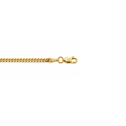 Close-up detail of a lobster clasp on a 10k yellow gold miami cuban chain necklace