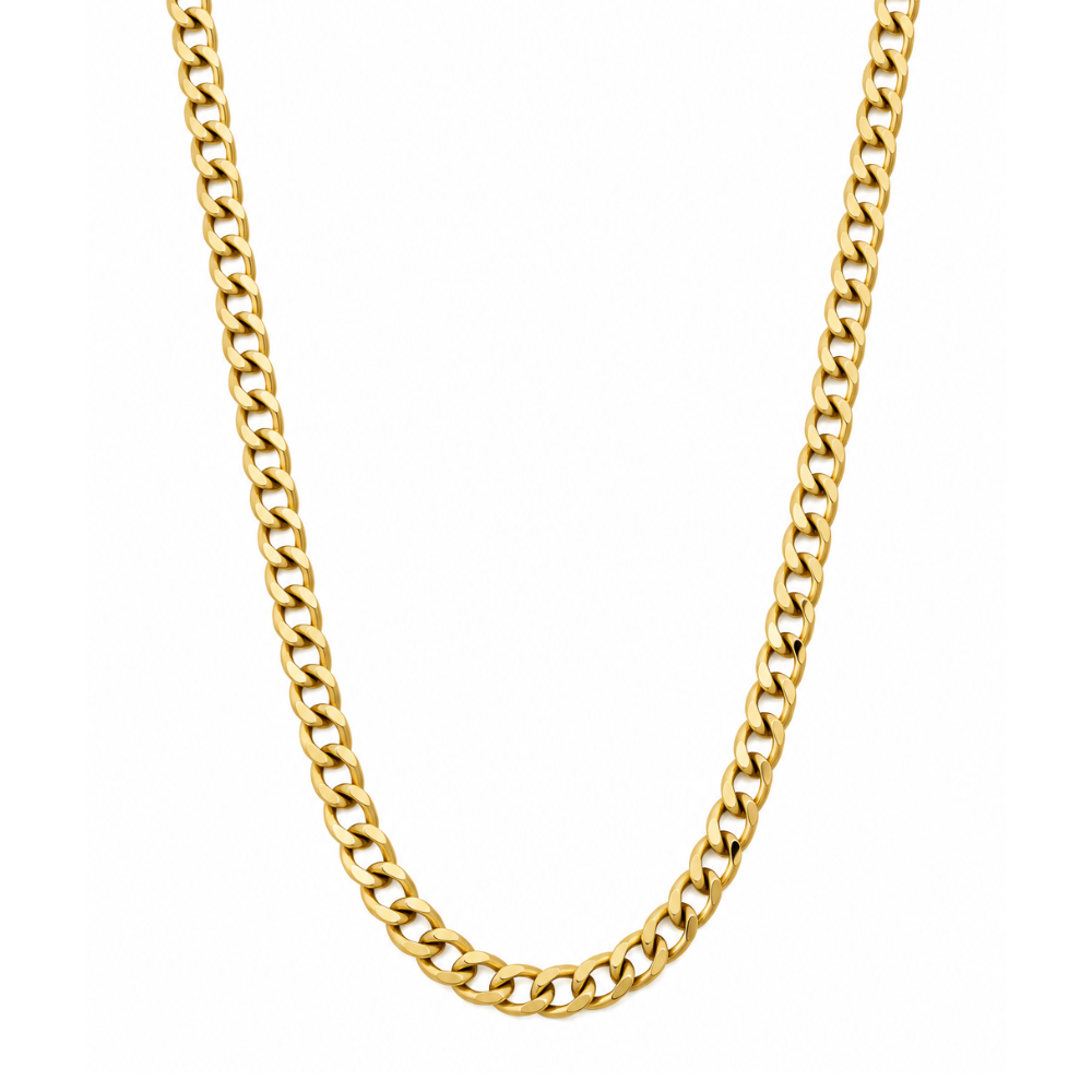 Semi-solid 10K yellow gold 4.5mm open link chain necklace