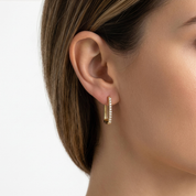 modern rectangular hoops worn by woman