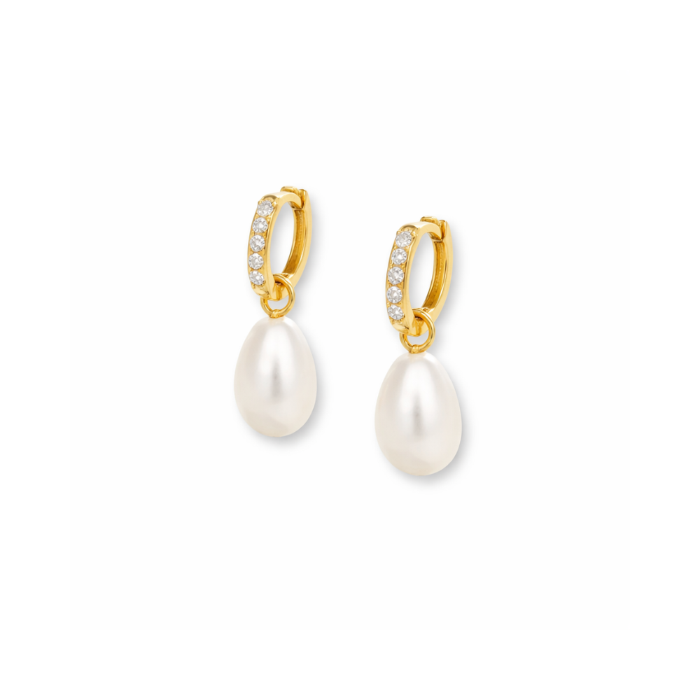 side view Freshwater Pearl Drop Earrings