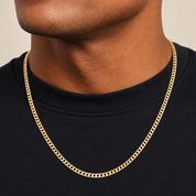 22-inch 10k yellow gold semi-solid open link chain necklace worn by a male model