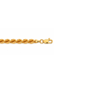 Close-up detail of a lobster clasp on a 10k yellow gold rope chain necklace