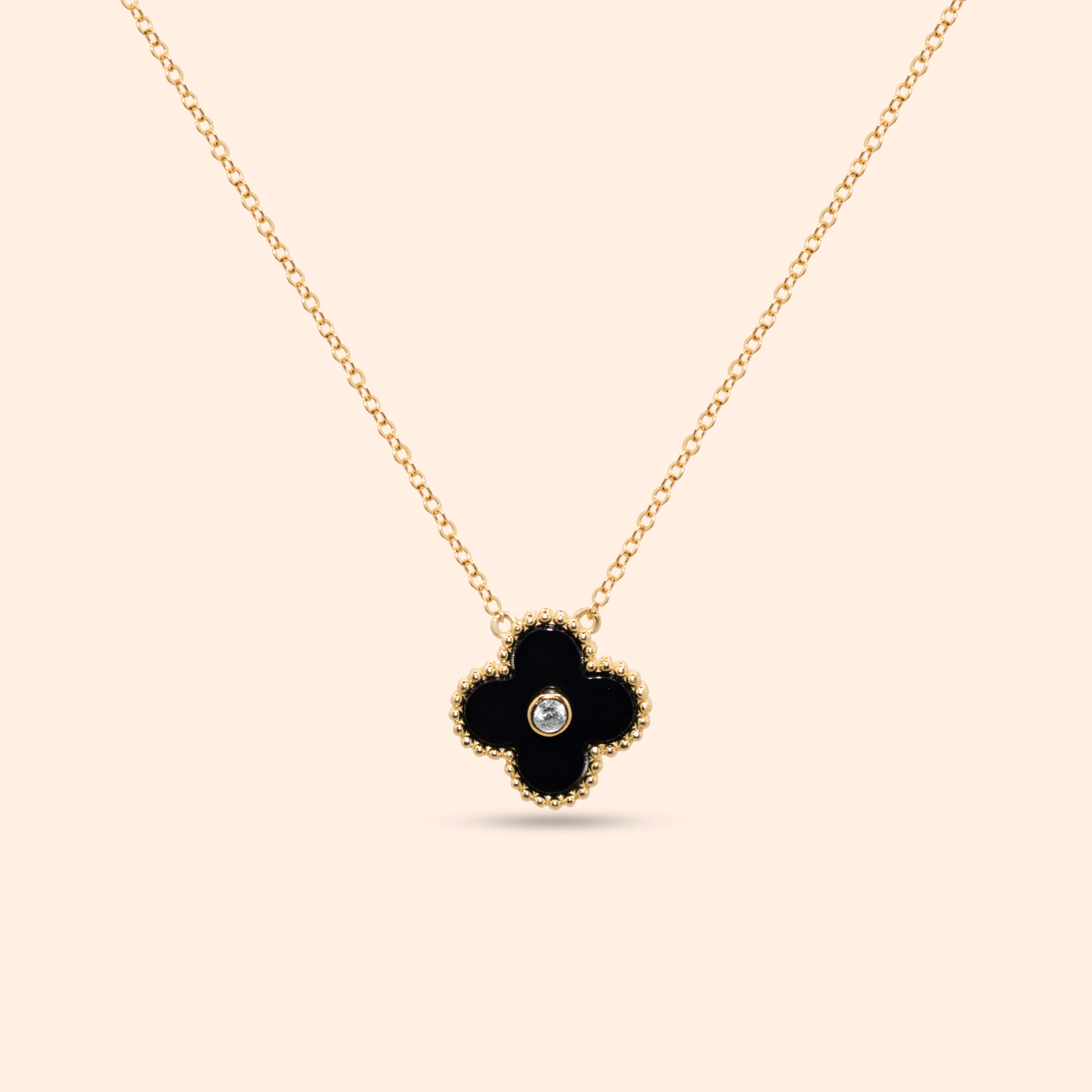 Onyx Clover Necklace