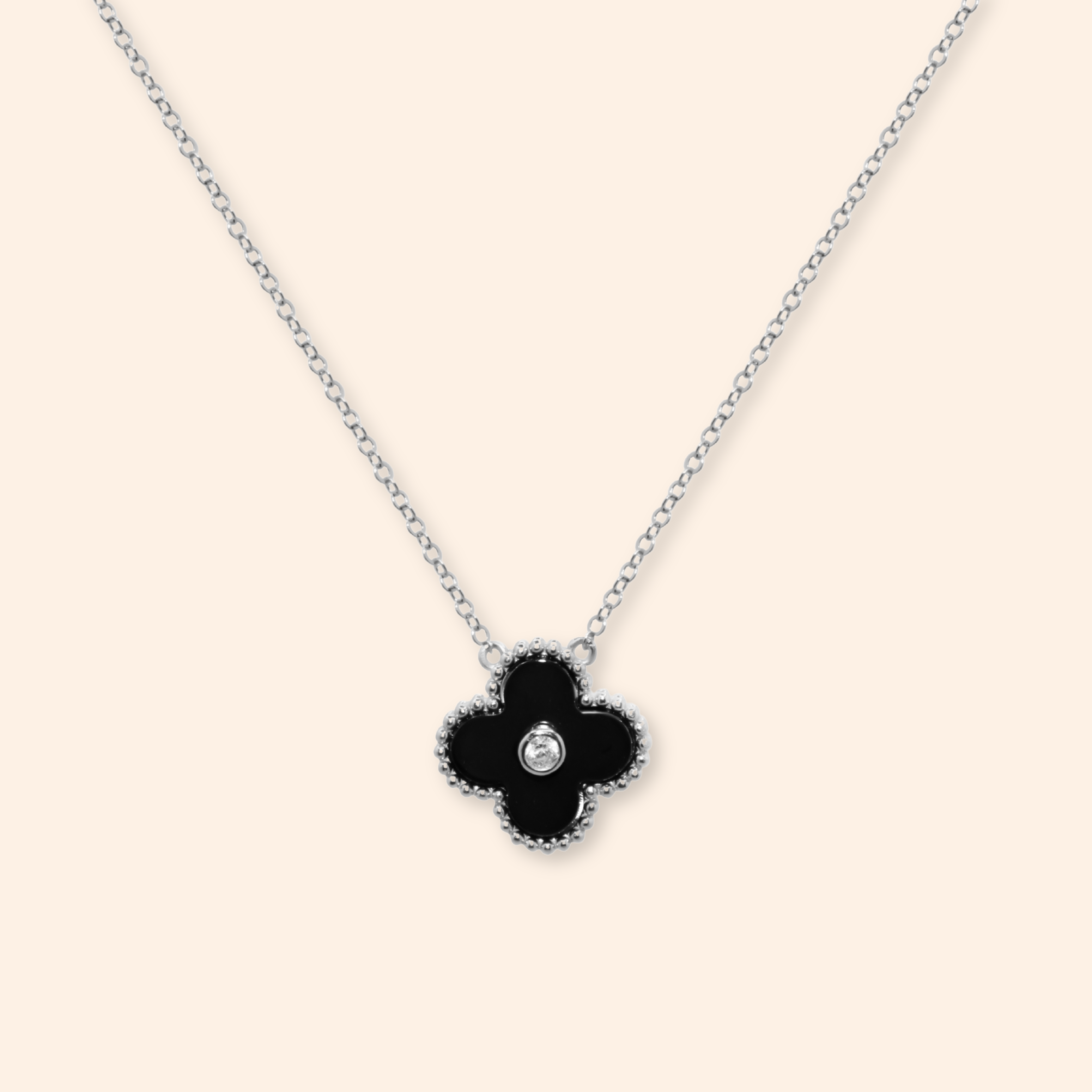 Onyx Clover Necklace