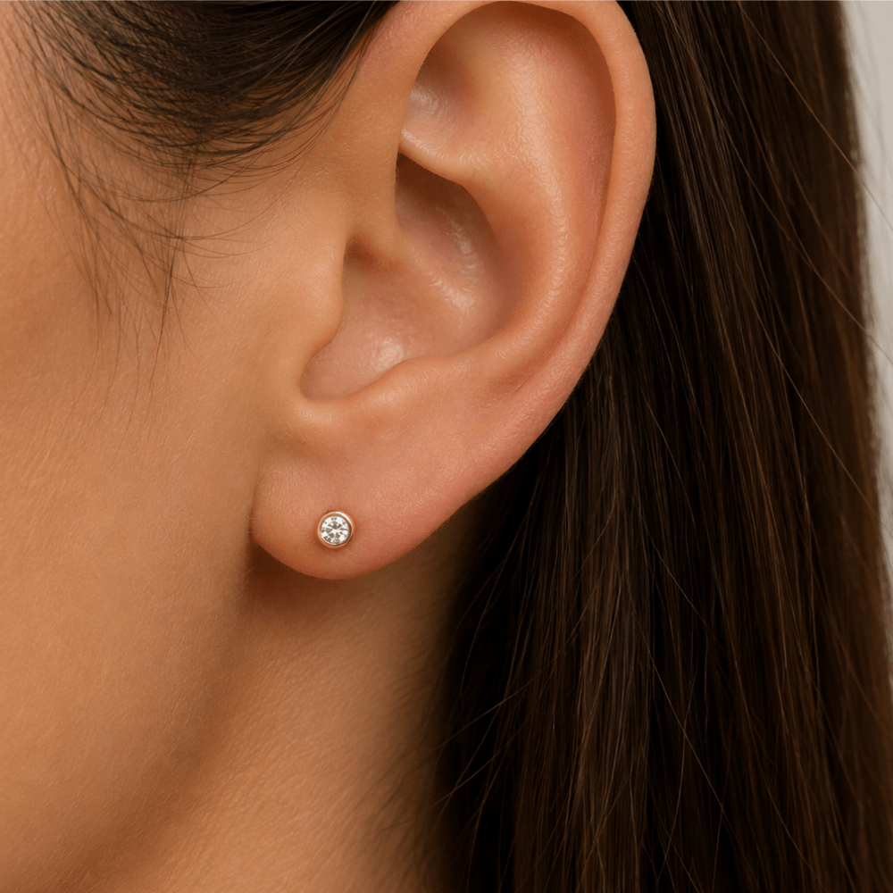 Bezel Flat Back Studs - Karen's Fine Jewellery