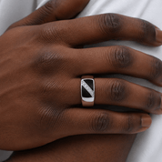 Black Onyx & Cubic Zirconia Signet Ring - Karen's Fine Jewellery