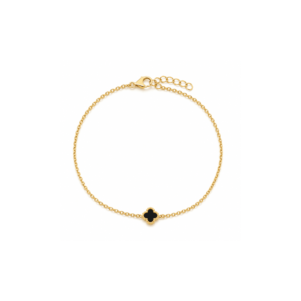 Black Onyx Mini Clover Bracelet - Karen's Fine Jewellery