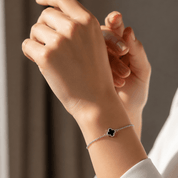 Black Onyx Mini Clover Bracelet - Karen's Fine Jewellery