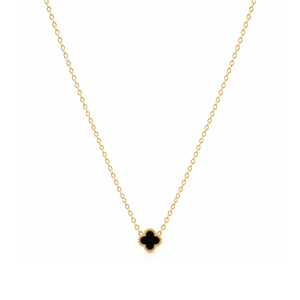Black Onyx Mini Clover Necklace - Karen's Fine Jewellery