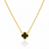 Black Onyx Mini Clover Necklace
