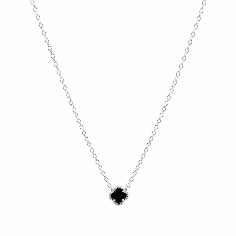 Black Onyx Mini Clover Necklace - Karen's Fine Jewellery
