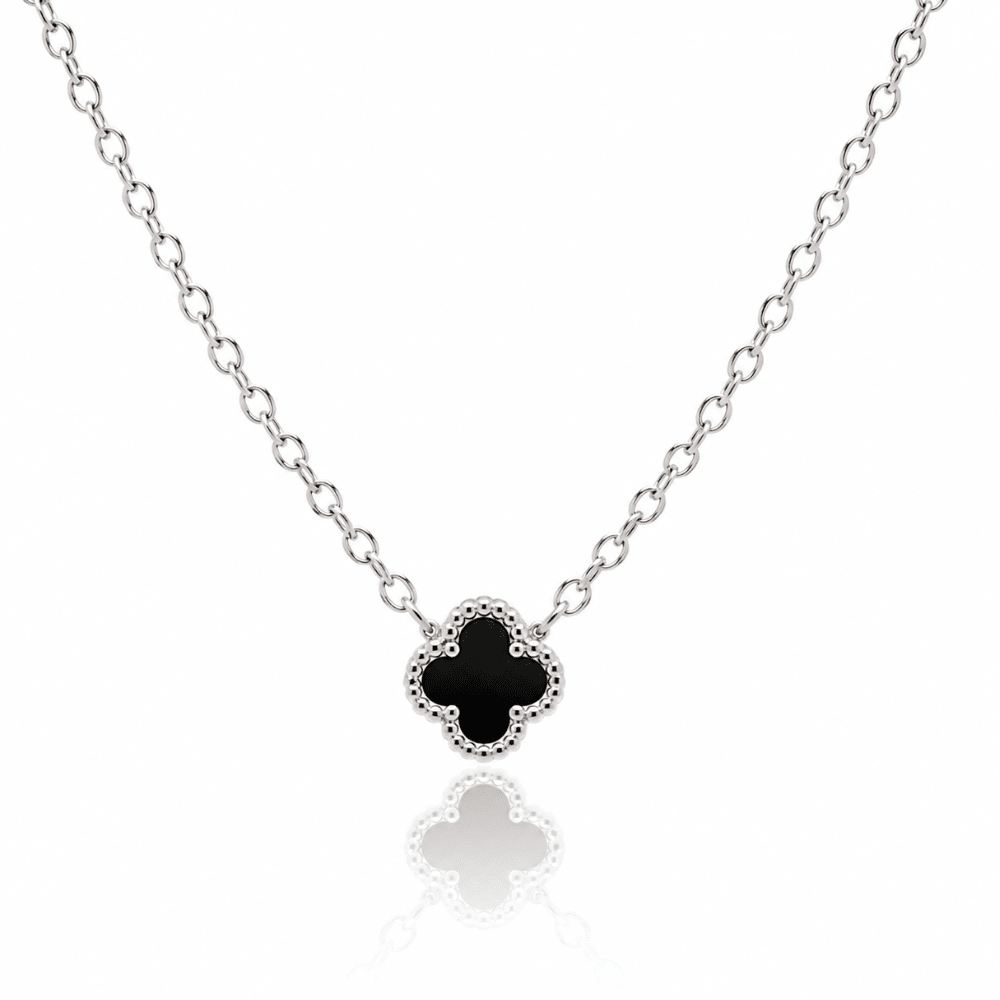 Black Onyx Mini Clover Necklace - Karen's Fine Jewellery