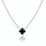 Black Onyx Mini Clover Necklace