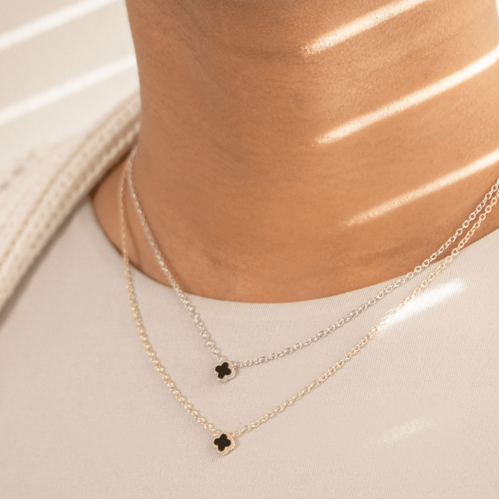 Black Onyx Mini Clover Necklace - Karen's Fine Jewellery