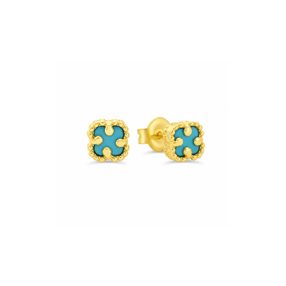 Blue Onyx Clover Stud Earrings - Karen's Fine Jewellery