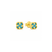 Blue Onyx Clover Stud Earrings - Karen's Fine Jewellery