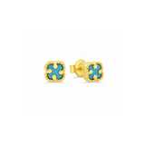 Blue Onyx Clover Stud Earrings