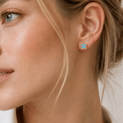 Blue Onyx Clover Stud Earrings - Karen's Fine Jewellery