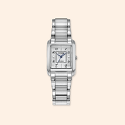 Silver Citizen watch on a beige background