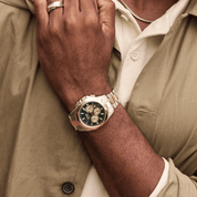 wrist of a men with a citizen eco-drive watch