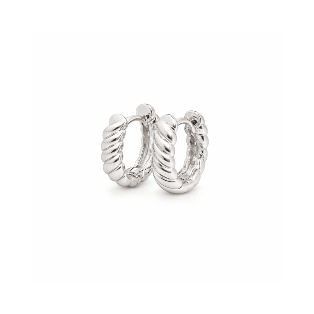 silver croissant huggie earrings
