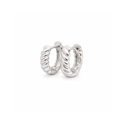 silver croissant huggie earrings